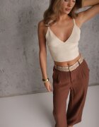rosa Pantaloni din vâscoză talie înaltă decorați cu motiv geometric Iomane Maro
