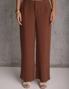 rosa Pantaloni din vâscoză talie înaltă decorați cu motiv geometric Iomane Maro