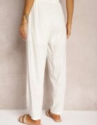 rosa Pantaloni Drepți Albi din Bumbac cu elastic în talie Xisela