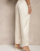 rosa Pantaloni Elegante Bej deschis cu croială largă cu luciu satinat Lionea