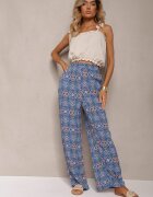 rosa Pantaloni granat din bumbac cu model abstract cu talie înaltă și elastic în talie Lilliah