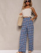 rosa Pantaloni granat din bumbac cu model abstract cu talie înaltă și elastic în talie Lilliah
