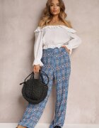rosa Pantaloni granat din bumbac cu model abstract cu talie înaltă și elastic în talie Lilliah