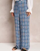 rosa Pantaloni granat din bumbac cu model abstract cu talie înaltă și elastic în talie Lilliah