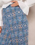 rosa Pantaloni granat din bumbac cu model abstract cu talie înaltă și elastic în talie Lilliah