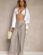 rosa Pantaloni Gri cu croi larg High Waist Natoreia