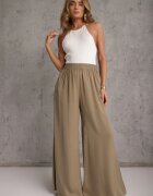 rosa Pantaloni larghi verde închis cu elastic în talie Carleny