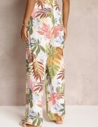 rosa Pantaloni Largi Albi cu flori cu elastic în talie Alaysa