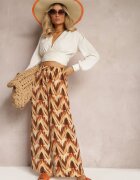 rosa Pantaloni Largi Bej-Maro cu elastic și cordon în talie Vayolet