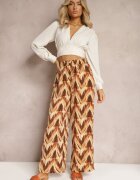 rosa Pantaloni Largi Bej-Maro cu elastic și cordon în talie Vayolet