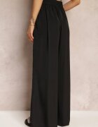 rosa Pantaloni Largi Negri cu elastic în talie Carleny