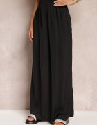rosa Pantaloni Largi Negri cu elastic în talie Carleny