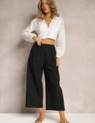 rosa Pantaloni Largi Negri cu elastic în talie Vithan