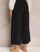 rosa Pantaloni Largi Negri cu elastic în talie Vithan