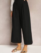 rosa Pantaloni Largi Negri cu elastic în talie Vithan