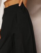 rosa Pantaloni Largi Negri cu elastic în talie Vithan