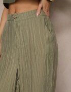 rosa Pantaloni largi Verde închis Talie înaltă Natoreia