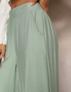 rosa Pantaloni Largi Verzi cu picior lat și buzunare Cordya