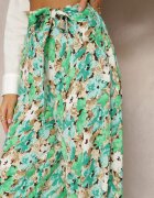 rosa Pantaloni Lungi Verzi cu Craci Largi și Buzunare și Curea Textilă Omina