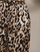 rosa Pantaloni Maro Tip Palazzo cu Mătase cu Elastic în Talie cu Imprimeu Animal Elanea
