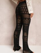 rosa Pantaloni Negri Ajurați Evazați cu șnur și elastic în talie Alinata