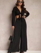 rosa Pantaloni Negri de vară cu croială largă cu elastic în talie Philomen