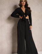 rosa Pantaloni Negri de vară cu croială largă cu elastic în talie Philomen