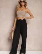 rosa Pantaloni negri din material cu elastic încrețit Pimpernel