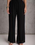 rosa Pantaloni negri din material cu elastic încrețit Pimpernel