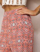 rosa Pantaloni roz din bumbac cu model abstract cu talie înaltă și elastic în talie Lilliah
