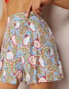 rosa Pantaloni scurți Albaștri cu crac larg și elastic în talie Peinvi