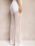 rosa Pantaloni scurți albi ajurați cu elastic în talie și căptușeală Waloella
