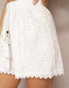 rosa Pantaloni scurți Albi Dantelați cu elastic în talie și șnur decorativ Sakshi