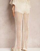 rosa Pantaloni scurți bej ajurați cu elastic în talie și talpă Waloella