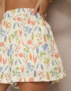rosa Pantaloni scurți bej din bumbac cu imprimeu floral Nilarose