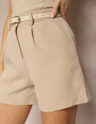 rosa Pantaloni scurți Bermuda Bej Talie înaltă cu finisaj elegant Verpia