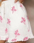 rosa Pantaloni scurți Fucsia din Viscoză Talie înaltă cu flori Nilvella