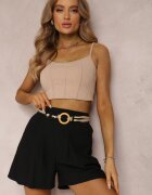 rosa Pantaloni scurți Negri din Bumbac cu curea Haidiera
