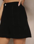 rosa Pantaloni scurți Negri din bumbac Talie înaltă decorate cu model geometric Galessira