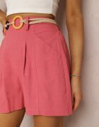 rosa Pantaloni scurți Roz închis de bumbac cu centură Haidiera