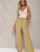 rosa Pantaloni textili bej cu elastic încrețit Pimpernel