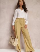 rosa Pantaloni textili bej cu elastic încrețit Pimpernel