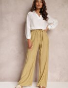 rosa Pantaloni textili bej cu elastic încrețit Pimpernel