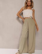 rosa Pantaloni Verzi de vară cu croială largă cu elastic în talie Philomen