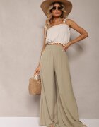 rosa Pantaloni Verzi de vară cu croială largă cu elastic în talie Philomen