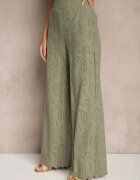 rosa Pantaloni Verzi Din bumbac Brodați High Waist Cu croială largă Milirelia