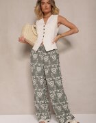 rosa Pantaloni Verzi închiși cu croială largă cu talie înaltă brodați Issedi