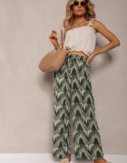 rosa Pantaloni Verzi Largi cu elastic și legătură în talie Vayolet
