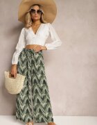 rosa Pantaloni Verzi Largi cu elastic și legătură în talie Vayolet