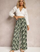 rosa Pantaloni Verzi Largi cu elastic și legătură în talie Vayolet